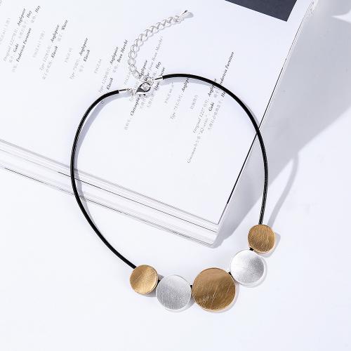 Zink Legierung Halskette, Zinklegierung, mit Lederband, Modeschmuck & für Frau, Länge:ca. 45 cm, verkauft von PC