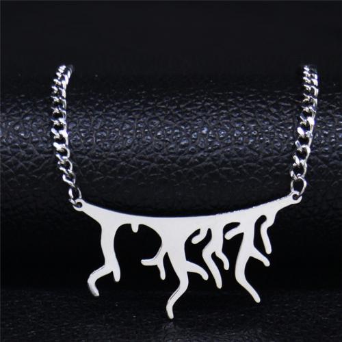 Stainless Steel Jewelry Necklace, 304 Stainless Steel, with 10cm extender chain, polished, fashion jewelry & Unisex, silver color Approx 45 cm [