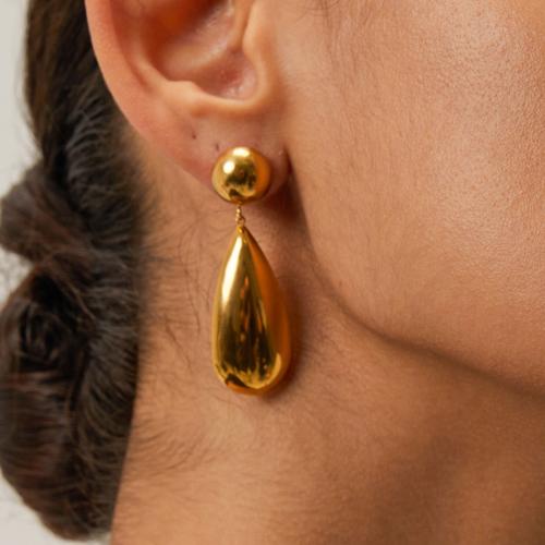 Stainless Steel Drop Earring, 304 Stainless Steel, with ABS Plastic Pearl, plated, fashion jewelry & with rhinestone, golden 