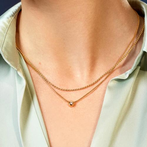 Edelstahl Schmuck Halskette, 304 Edelstahl, mit Verlängerungskettchen von 5cm, plattiert, Modeschmuck & mit Strass, Goldfarbe, Länge:40 cm, verkauft von PC