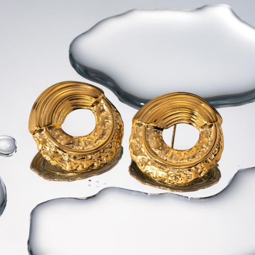Edelstahl Stud Ohrring, 304 Edelstahl, plattiert, Modeschmuck, goldfarben, 30mm, verkauft von Paar