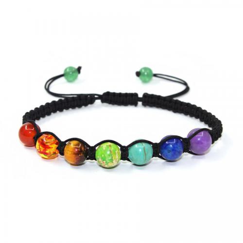 Gemstone Bracelets, Cotton Thread, with Natural Stone, fashion jewelry & Unisex Approx 17-26 cm 