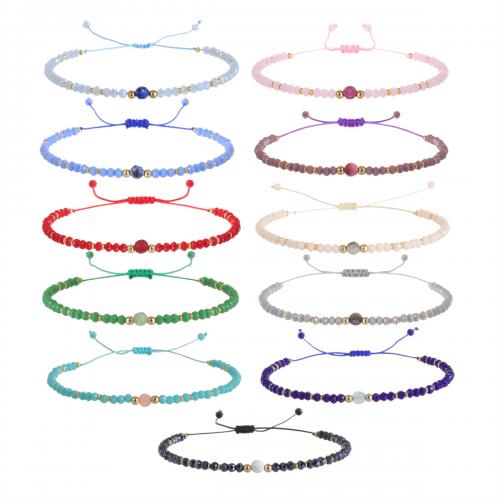 Bracelets de cristal, avec Fil de coton & pierrecaillou, fait à la main, bijoux de mode & pour femme, plus de couleurs à choisir Environ 18-23 cm, Vendu par PC