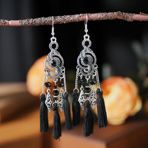Fashion Tassel Earring, Zinc Alloy, with Cotton Thread & Acrylic, plated, fashion jewelry & for woman 