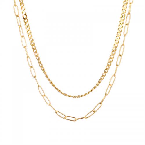 Multi слой ожерелье, Нержавеющая сталь 304, Другое покрытие, Женский, золотой, продается PC