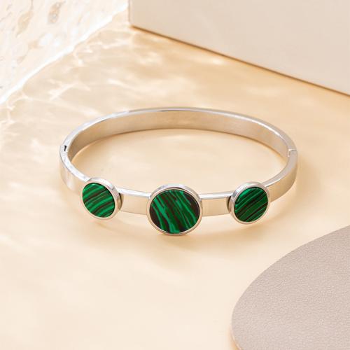 Bracelet en acier inoxydable, Acier inoxydable 304, avec turquoise, Placage, pour femme, vert, Vendu par PC