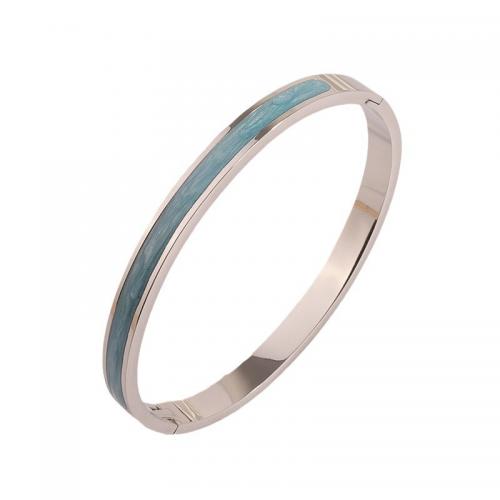 Stainless Steel Bangle, 304 Stainless Steel, plated, for woman & enamel 