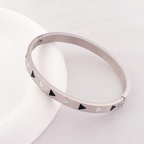 Stainless Steel Bangle, 304 Stainless Steel, plated, Unisex & enamel, silver color 