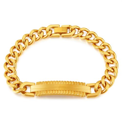Titanium Steel Bracelet & Bangle, plated, for man, golden 