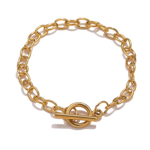 Stainless Steel Chain Bracelets, 304 Stainless Steel, Vacuum Ion Plating, fashion jewelry & for woman, golden, nickel, lead & cadmium free Approx 20 cm 