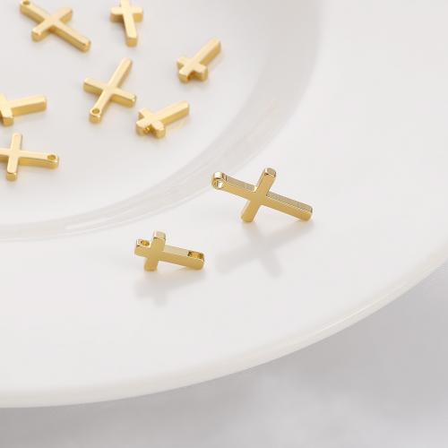 Brass Cross Pendants, 14K gold-filled, DIY 