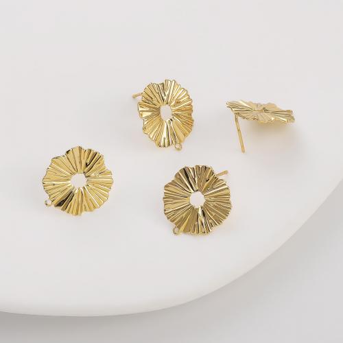 Brass Earring Stud Component, Lotus Leaf, 14K gold-filled, DIY, 18mm, Approx 