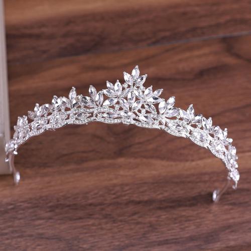 Bridal Tiaras, Zinc Alloy, with Crystal, fashion jewelry & for woman & with rhinestone, silver color 
