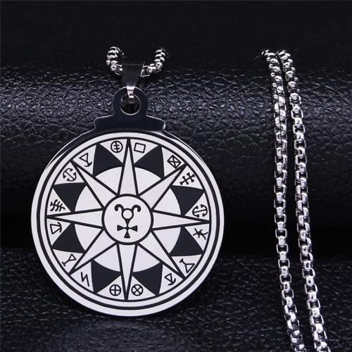 Stainless Steel Jewelry Necklace, 304 Stainless Steel, Round, polished, fashion jewelry & Unisex, silver color Approx 60 cm 