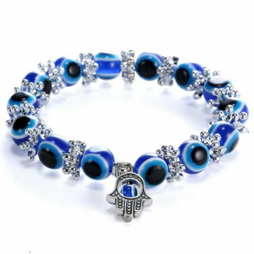 Evil Eye Jewelry Bracelet, Copper Coated Plastic, with Zinc Alloy, fashion jewelry & for woman 