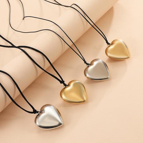 CCB Jewelry Necklace, Copper Coated Plastic, with Wax Cord, Heart, Adjustable & for woman Approx 152 cm 