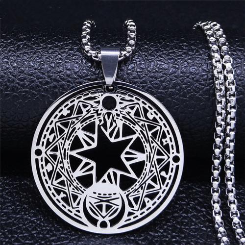 Stainless Steel Jewelry Necklace, 304 Stainless Steel, polished, fashion jewelry & Unisex & hollow, silver color Approx 50 cm 