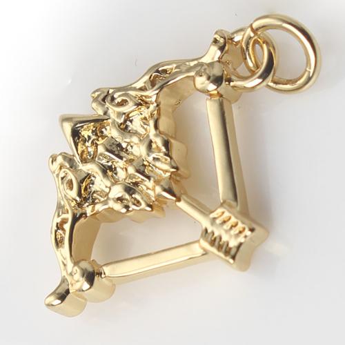 Brass Jewelry Pendants, Arrow, gold color plated, DIY 