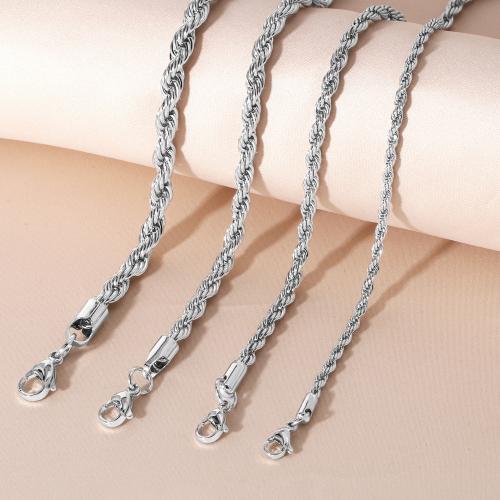 Messingkette Halskette, Messing, plattiert, Modeschmuck & verschiedene Größen vorhanden, Silberfarbe, verkauft von PC