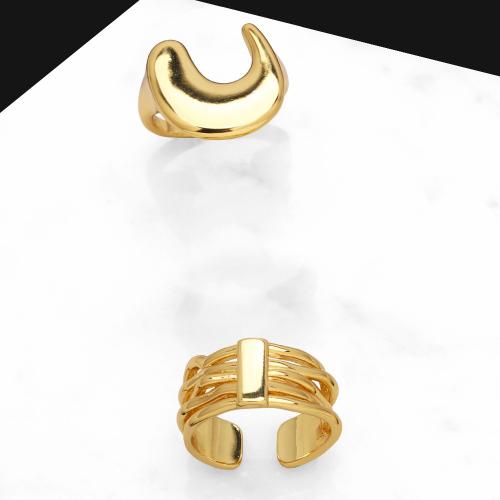 Anillo de dedo de latón, metal, chapado, Joyería & diferentes patrones para la opción, dorado, Vendido por UD