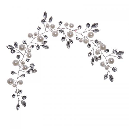 Ruban bijoux, alliage de zinc, avec Perceuse à eau en verre & perle de plastique, pour femme Environ 21 cm, Vendu par PC