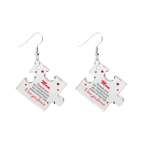 Acrylic Drop Earring, printing, Mother Day Jewelry, white 