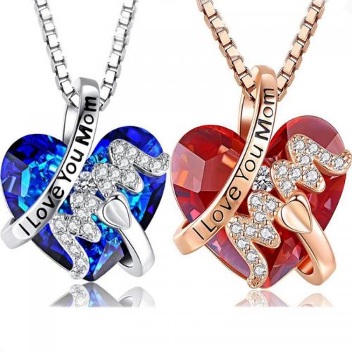 Rhinestone Zinc Alloy Necklace, Heart, plated, fashion jewelry & for woman & with rhinestone Approx 41-50 cm 