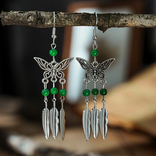 Zinc Alloy Drop Earring, with Glass Beads, fashion jewelry & for woman & enamel 