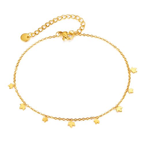Stainless Steel Anklets Jewelry, 316 Stainless Steel, with 6CM extender chain, plated, for woman, golden Approx 21.5 cm 