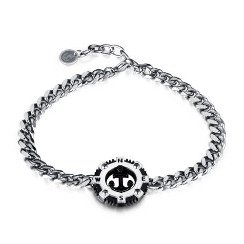 Stainless Steel Chain Bracelets, 316 Stainless Steel, with 4CM extender chain, plated, for man, original color Approx 21 cm 