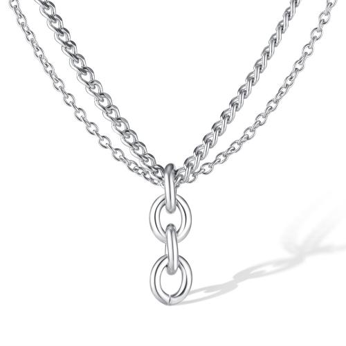 Fashion Multi Layer Necklace, 316 Stainless Steel, plated, for woman, platinum color Approx 49 cm 