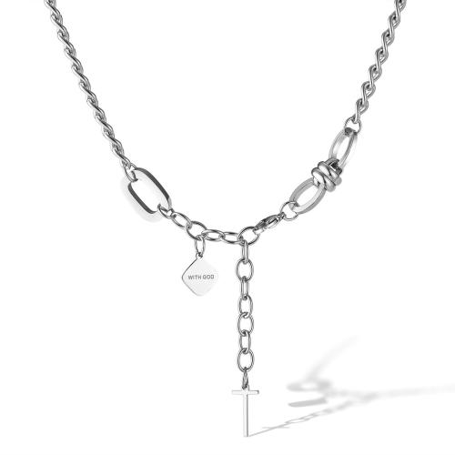 Stainless Steel Jewelry Necklace, 316 Stainless Steel, plated, for woman, platinum color Approx 51 cm 