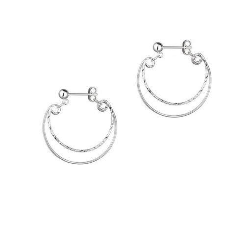 Sterling Silver Hoop Earring, 925 Sterling Silver, plated, for woman, silver color, Inner 24mm, outer 26mm 