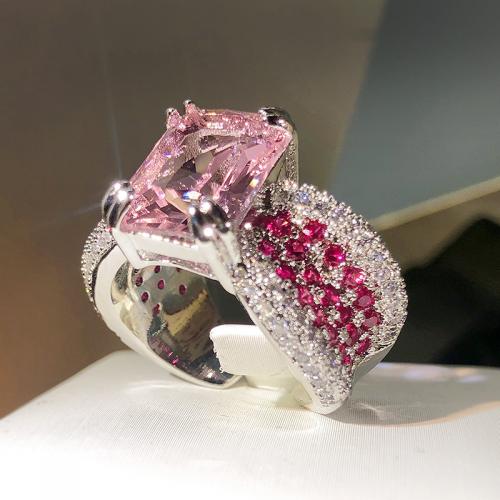 metal Anillo de dedo Cuff, Patrón Geométrico, chapado, para mujer & con diamantes de imitación, tamaño:6, Vendido por UD