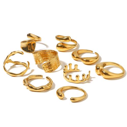 Нержавеющая сталь 304 Манжеты палец кольцо, плакирован золотом, разные стили для выбора & Женский, продается PC