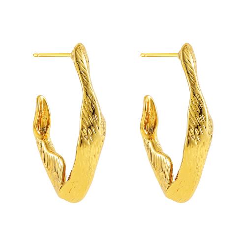Stainless Steel Stud Earring, 304 Stainless Steel, 18K gold plated, fashion jewelry & for woman & with rhinestone, golden 