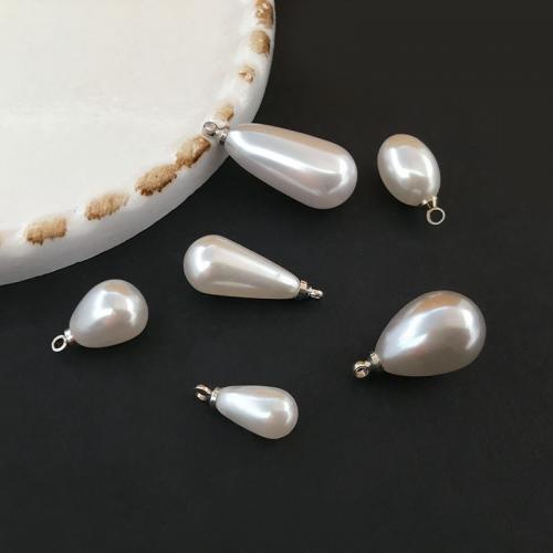 Plastic Zinc Alloy Pendants, with ABS Plastic Pearl, Teardrop, DIY 