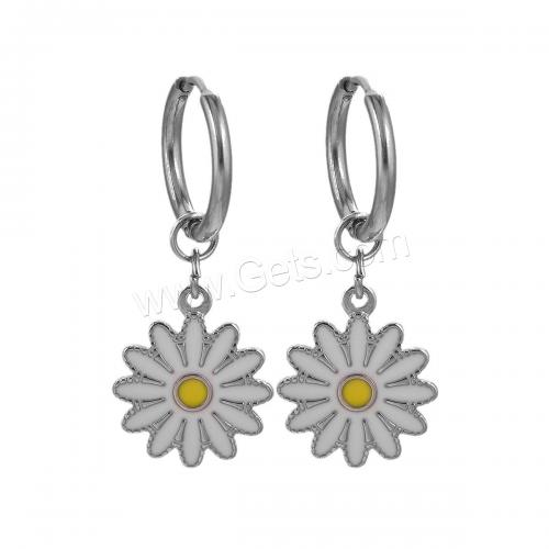 Stainless Steel Drop Earring, 304 Stainless Steel, Daisy, fashion jewelry & for woman & enamel, white, nickel, lead & cadmium free 
