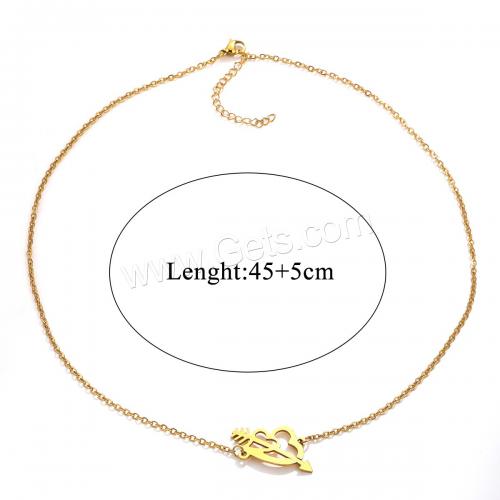 Stainless Steel Jewelry Necklace, 304 Stainless Steel, with 5cm extender chain, Heart, Vacuum Ion Plating, fashion jewelry & for woman & hollow, golden, nickel, lead & cadmium free Approx 45 cm 