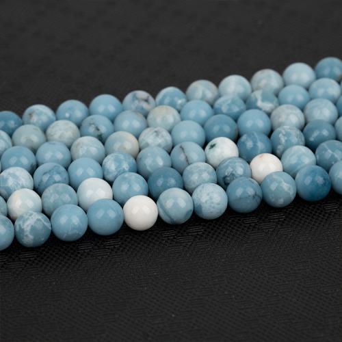 Einzelne Edelstein Perlen, Angelit, rund, poliert, DIY & verschiedene Größen vorhanden, blau, Länge:ca. 38 cm, verkauft von Strang