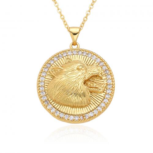 Cubic Zircon Micro Pave Brass Necklace, gold color plated, fashion jewelry & micro pave cubic zirconia & for woman Approx 41-50 cm 