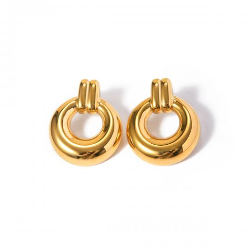 Edelstahl Stud Ohrring, 304 Edelstahl, 18K vergoldet, Modeschmuck & für Frau, goldfarben, 31x37mm, verkauft von Paar