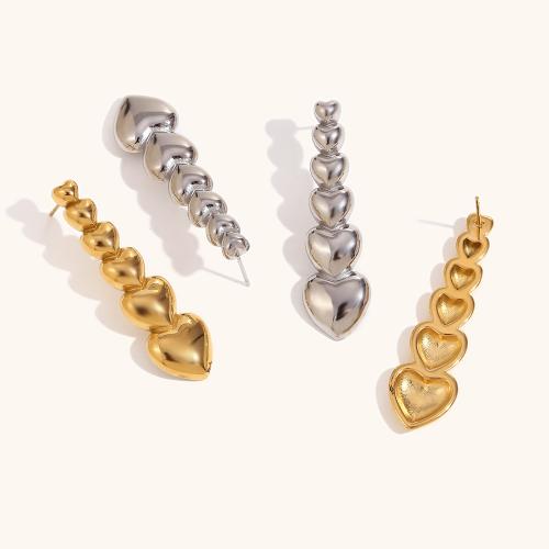 Stainless Steel Stud Earring, 316L Stainless Steel, Heart, Vacuum Ion Plating, fashion jewelry & for woman 