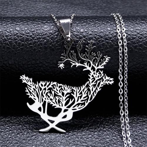Titanium Steel Jewelry Necklace, polished, fashion jewelry & Unisex, silver color Approx 50 cm [