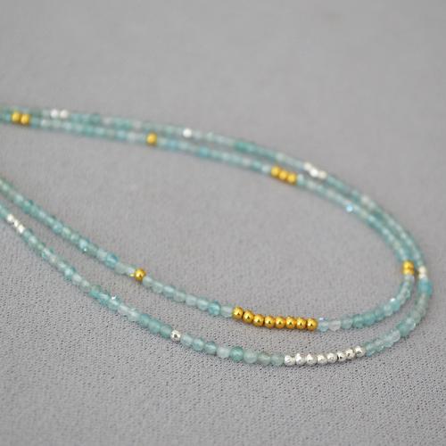 Gemstone Necklaces, Aquamarine, with Brass, with 5cm extender chain, handmade, fashion jewelry & for woman 3mm Approx 38 cm [