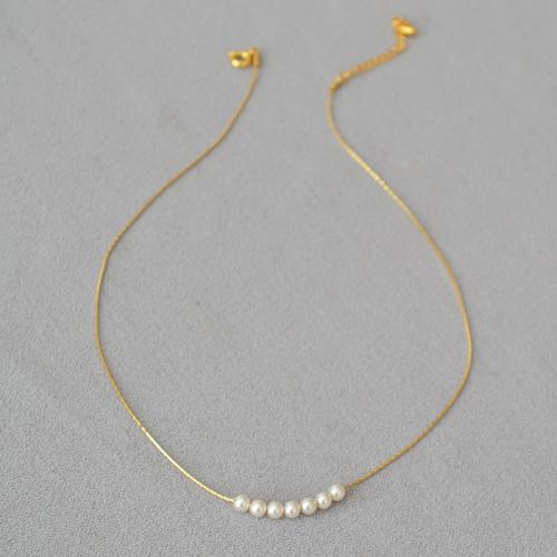 Brass Jewelry Necklace, with Plastic Pearl, with 5cm extender chain, plated, fashion jewelry & for woman Approx 39 cm 
