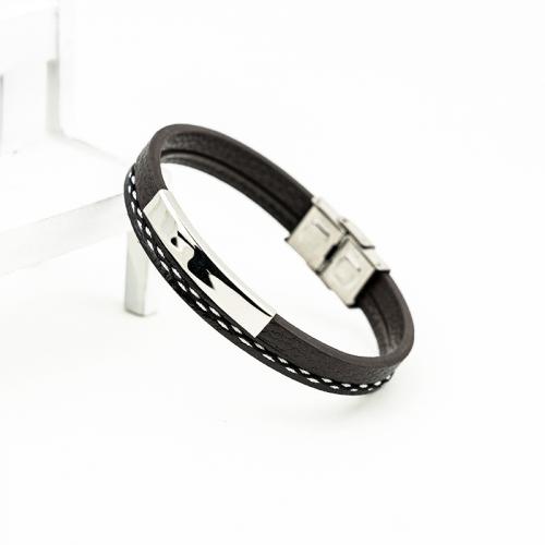 PU Leather Cord Bracelets, with Zinc Alloy, fashion jewelry & for man cm 