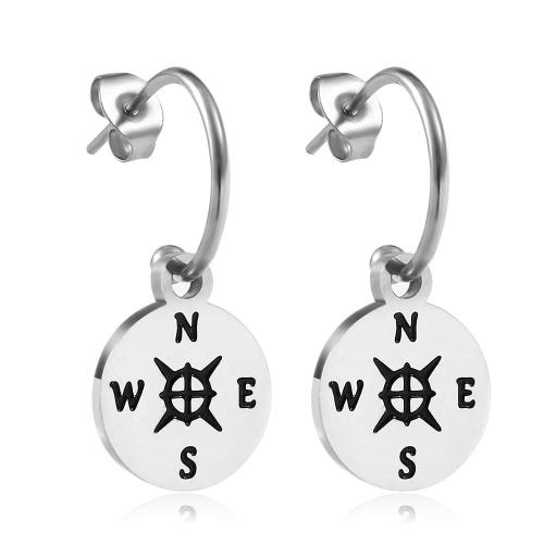 Stainless Steel Drop Earring, 304 Stainless Steel, Compass, fashion jewelry & for woman, original color 