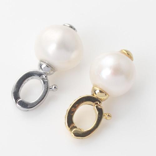 Brass Jewelry Pendants, with Plastic Pearl, Round, plated, DIY 