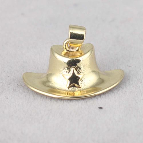 Brass Jewelry Pendants, Hat, gold color plated, DIY 